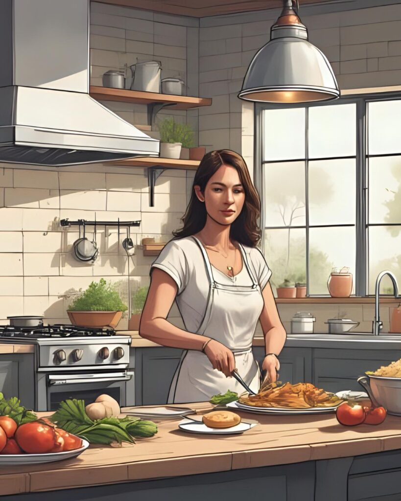 woman learning to cook