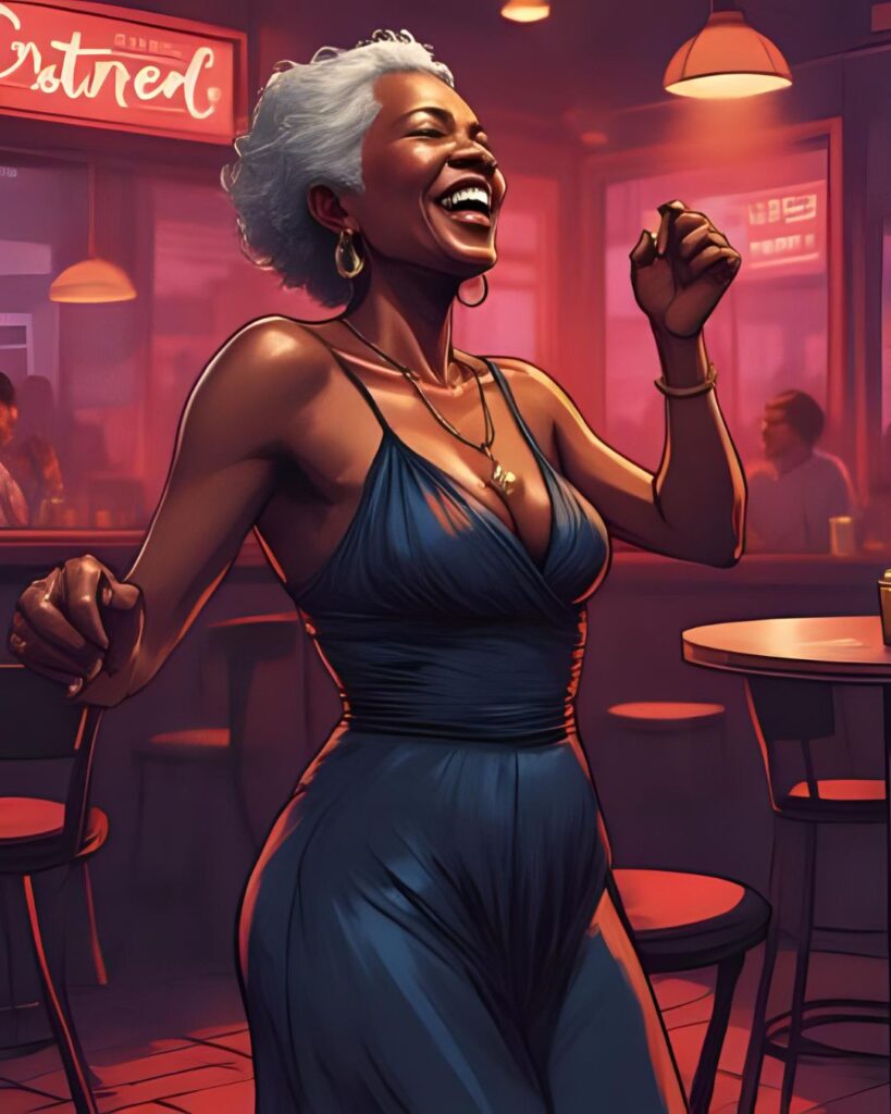 senior woman dancing at jazz club