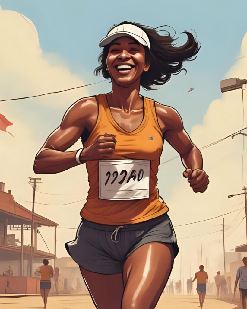 woman running marathon