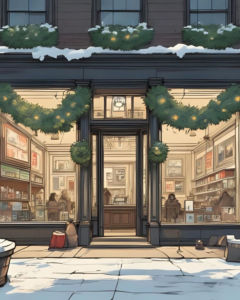 Holiday store sidewalk