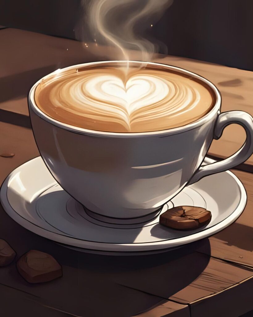 steaming latte