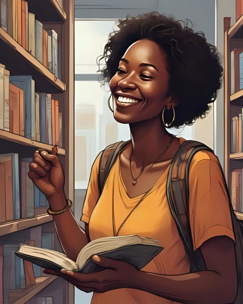 woman at library