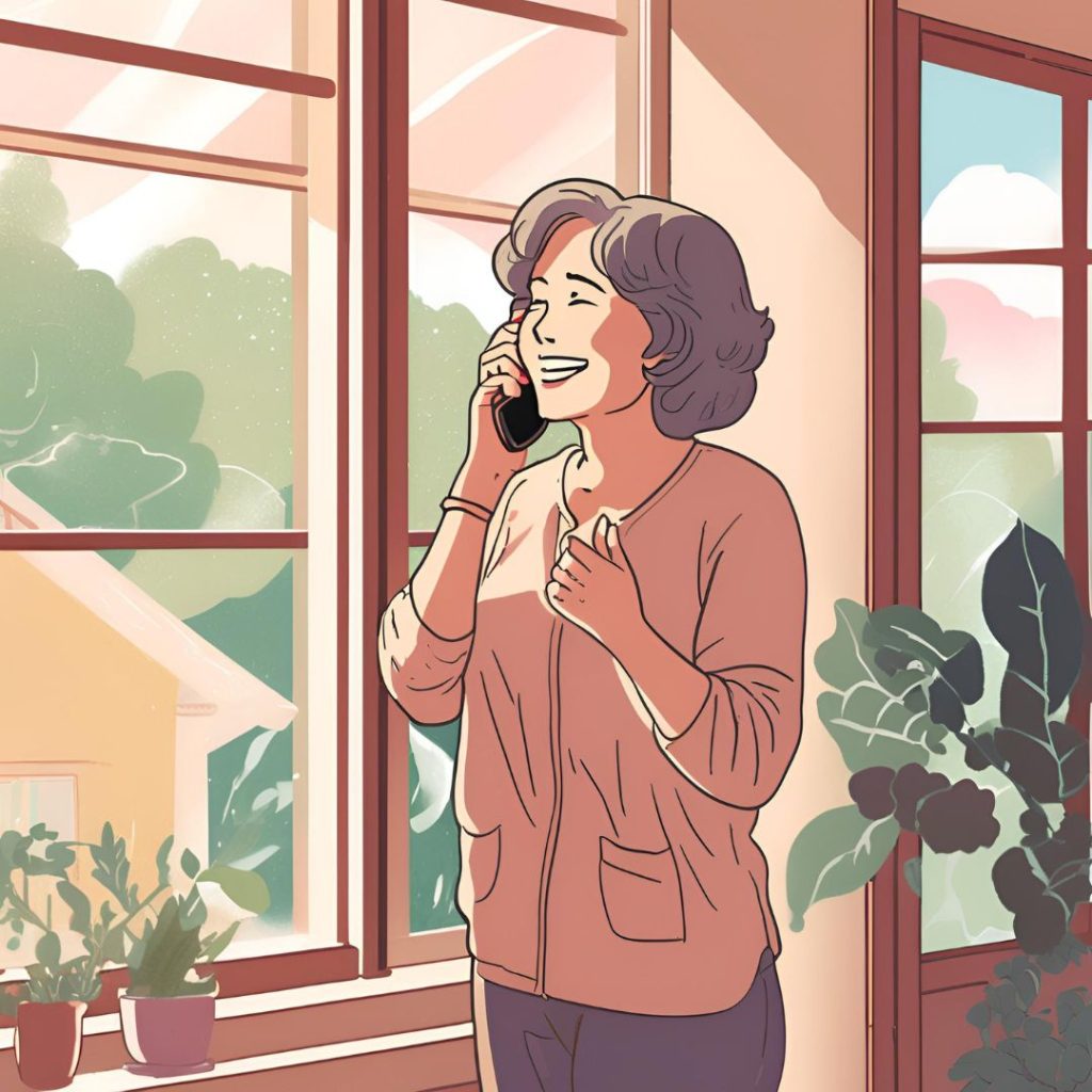 Mom talking on the phone