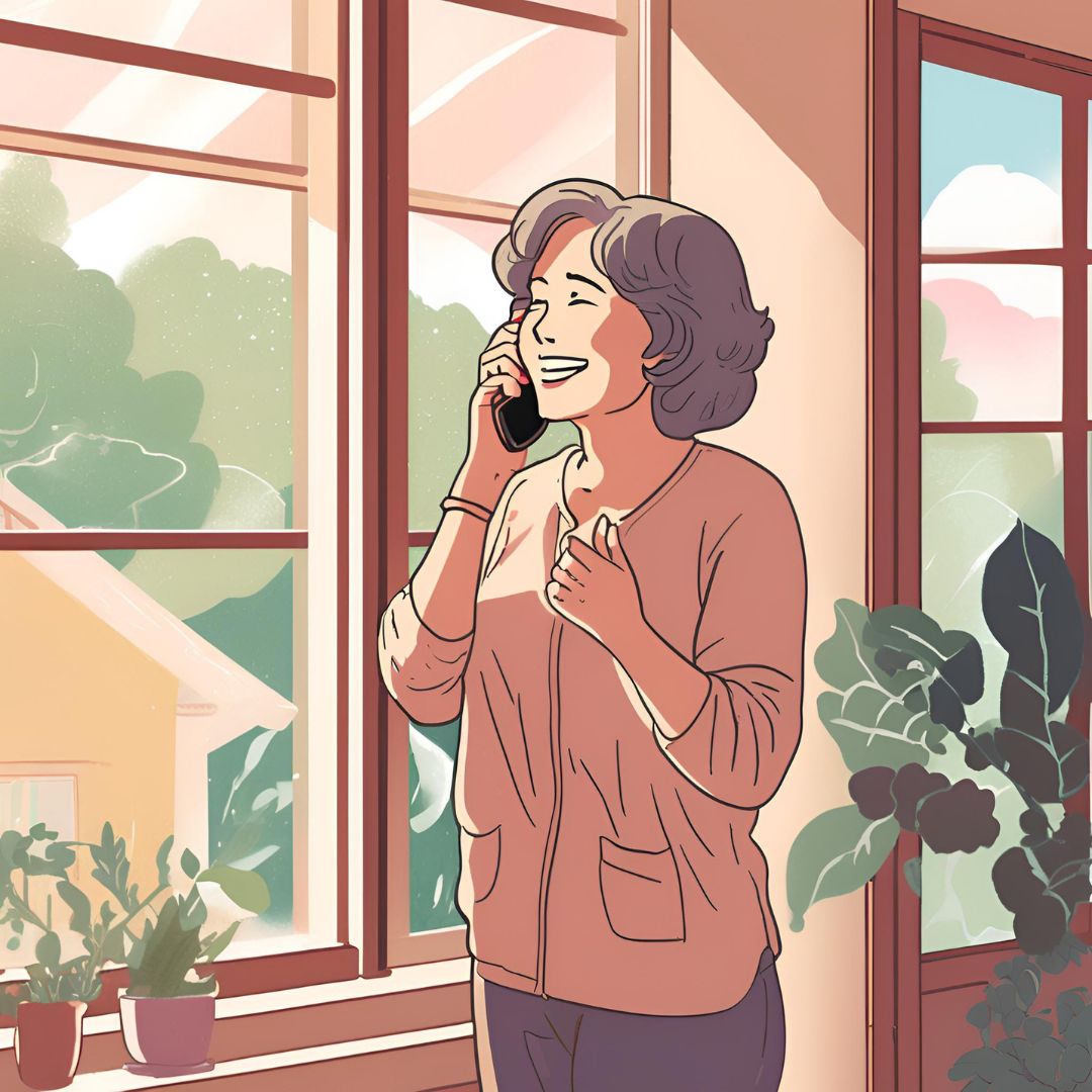 Mom talking on the phone