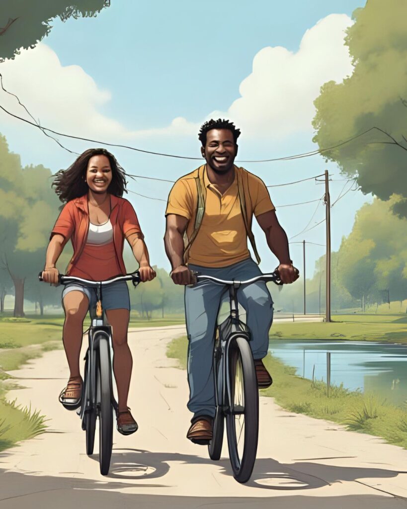 couple riding bikes