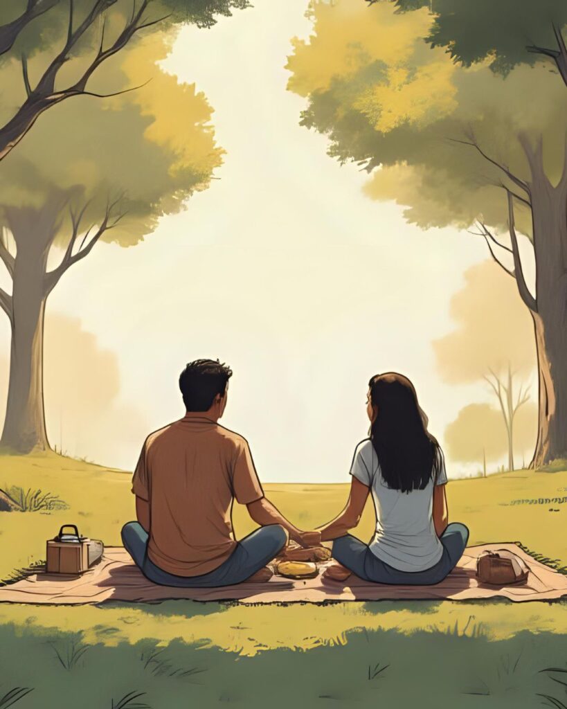 Man and woman having a picnic