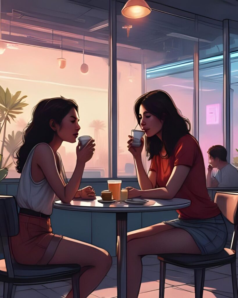 mom and daughter hang out