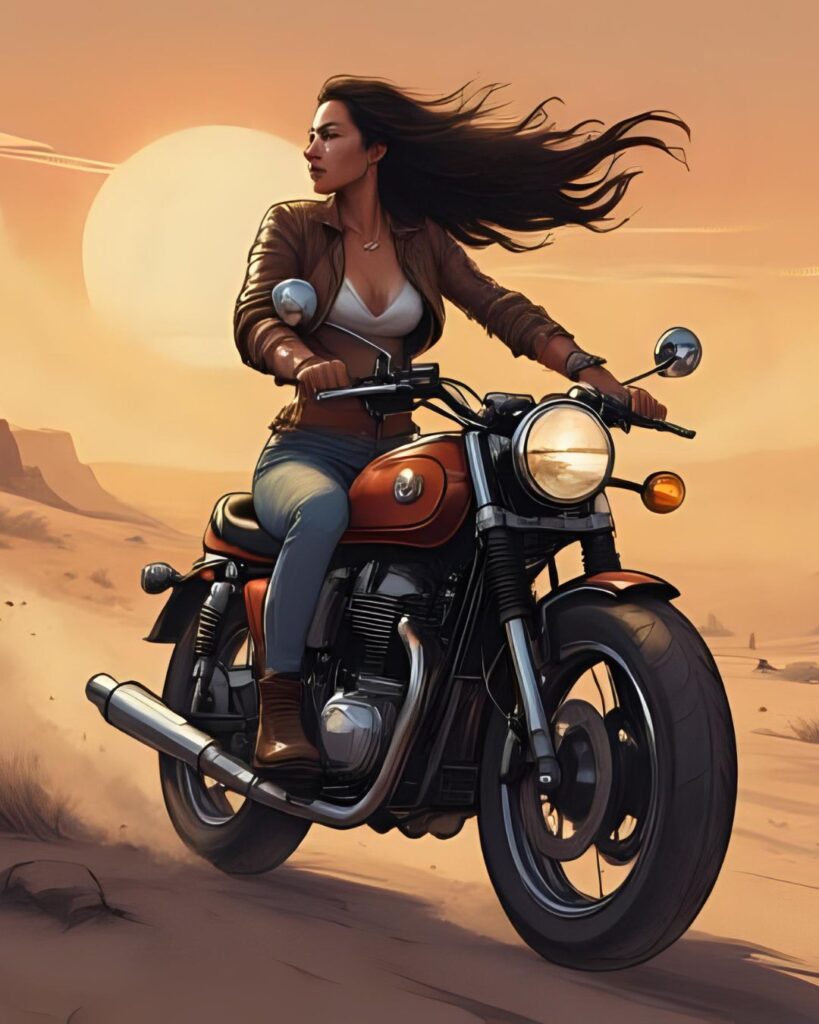 woman on motorcycle